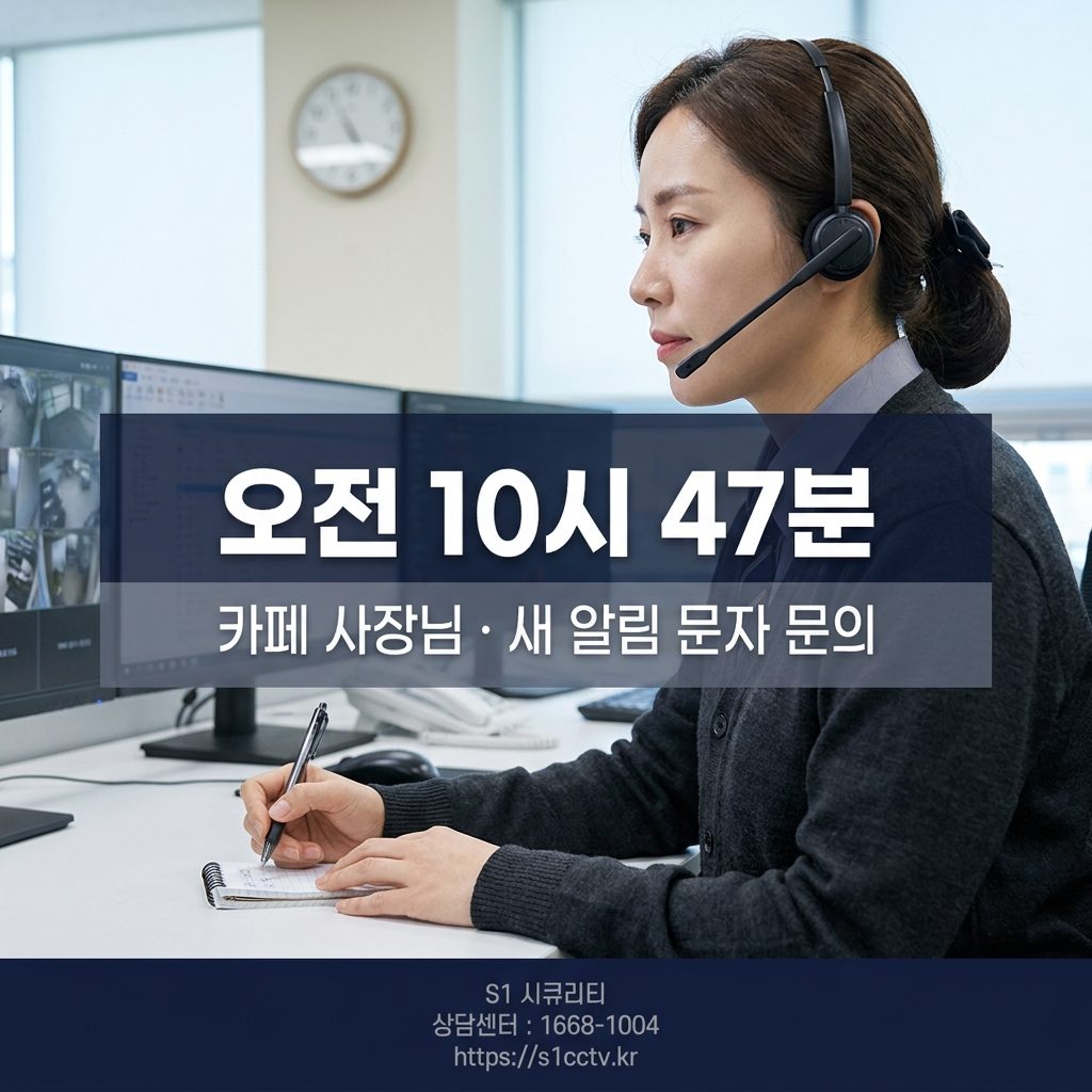 오전 10시 47분 카페 사장님 알림 문자 문의