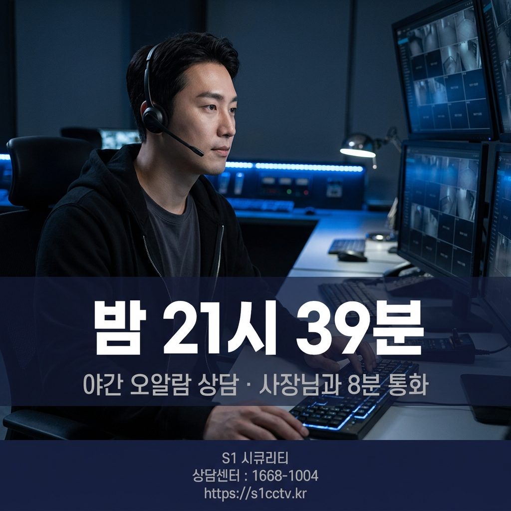 밤 21시 39분 야간 오알람 상담 장면