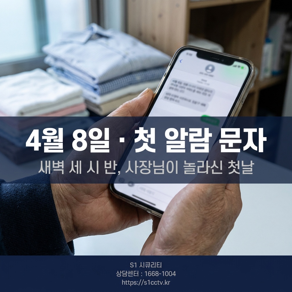 4월 8일 첫 알람 문자 조각