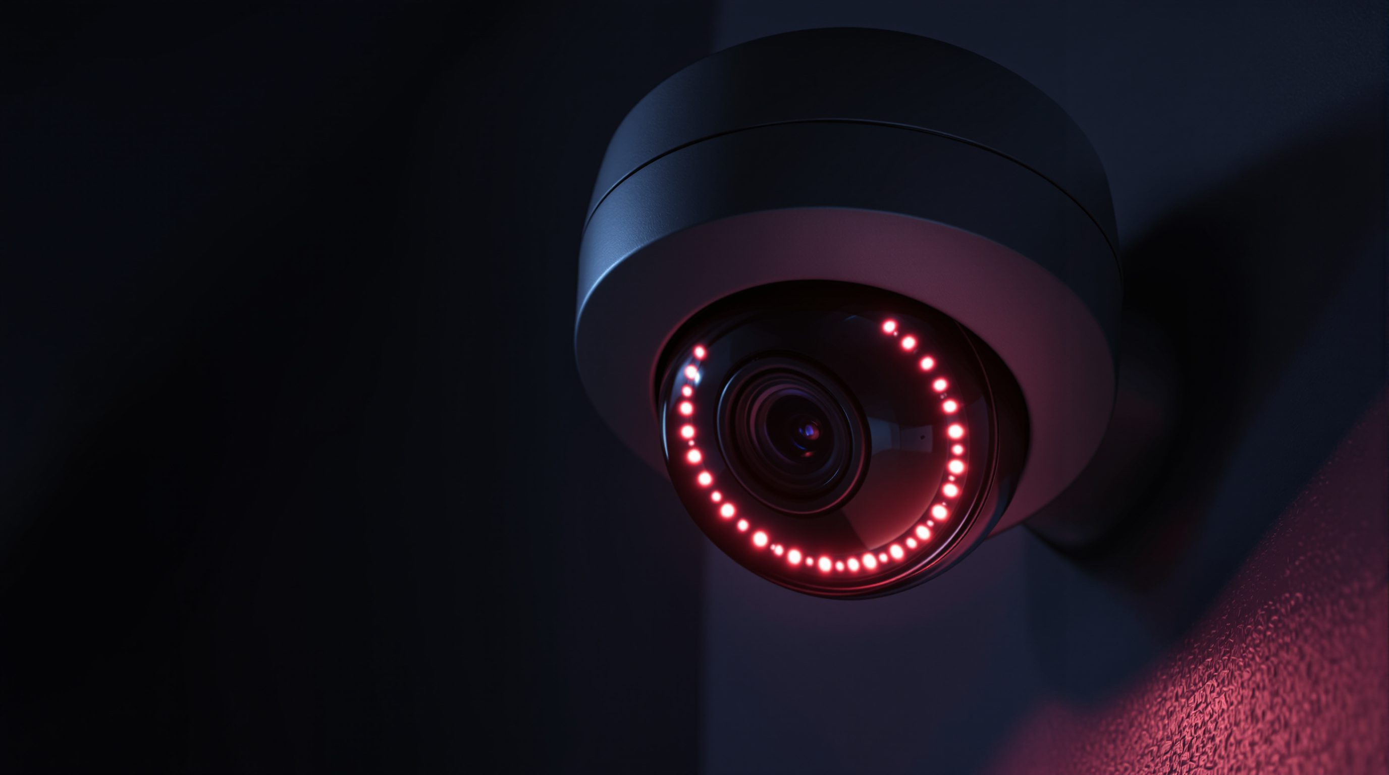 야간 CCTV 적외선 LED 조사 클로즈업